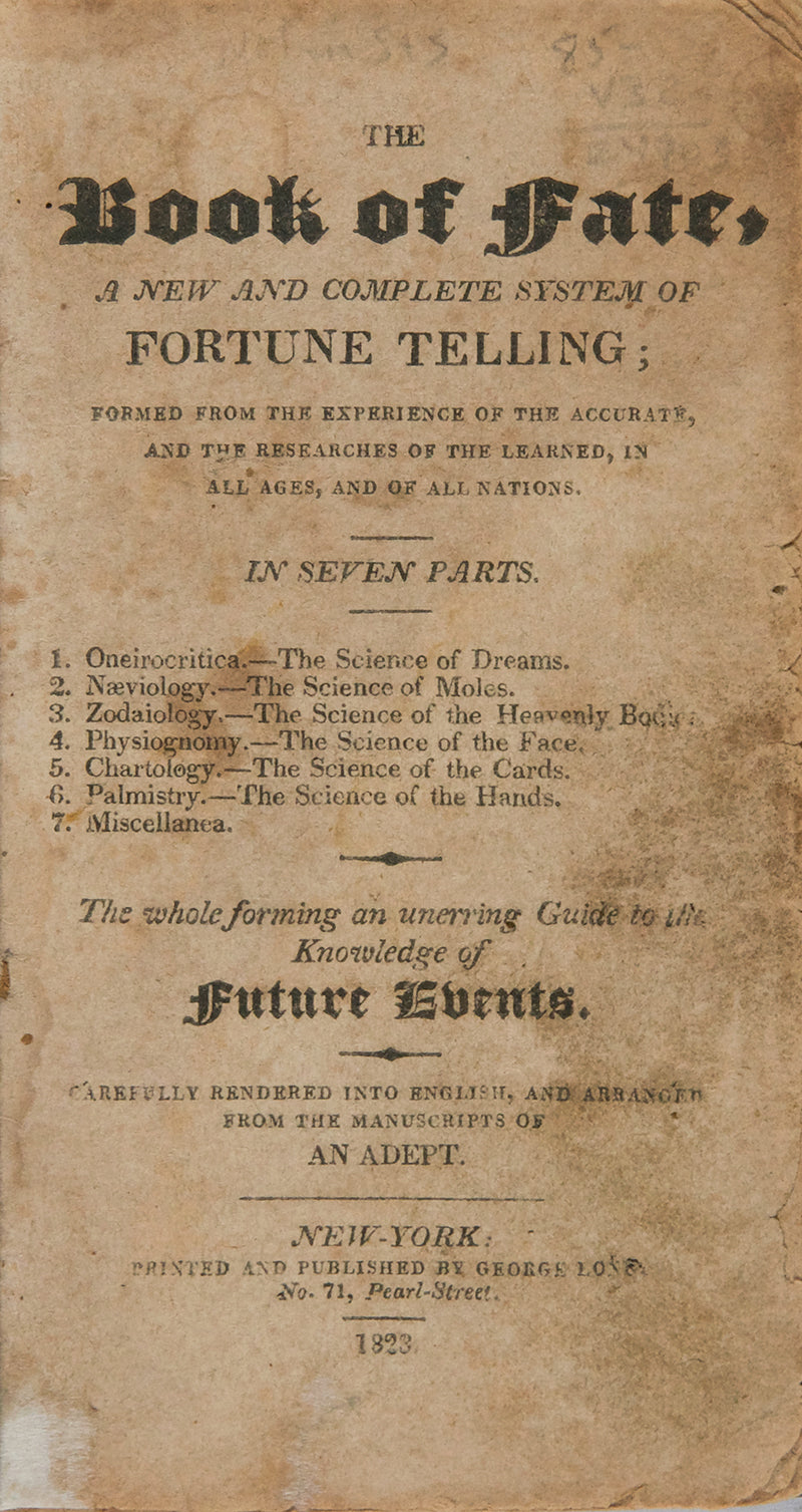 A rare Book of Fate on fortune-telling, printed in New York at the turn of the century, illustrated with woodcuts
