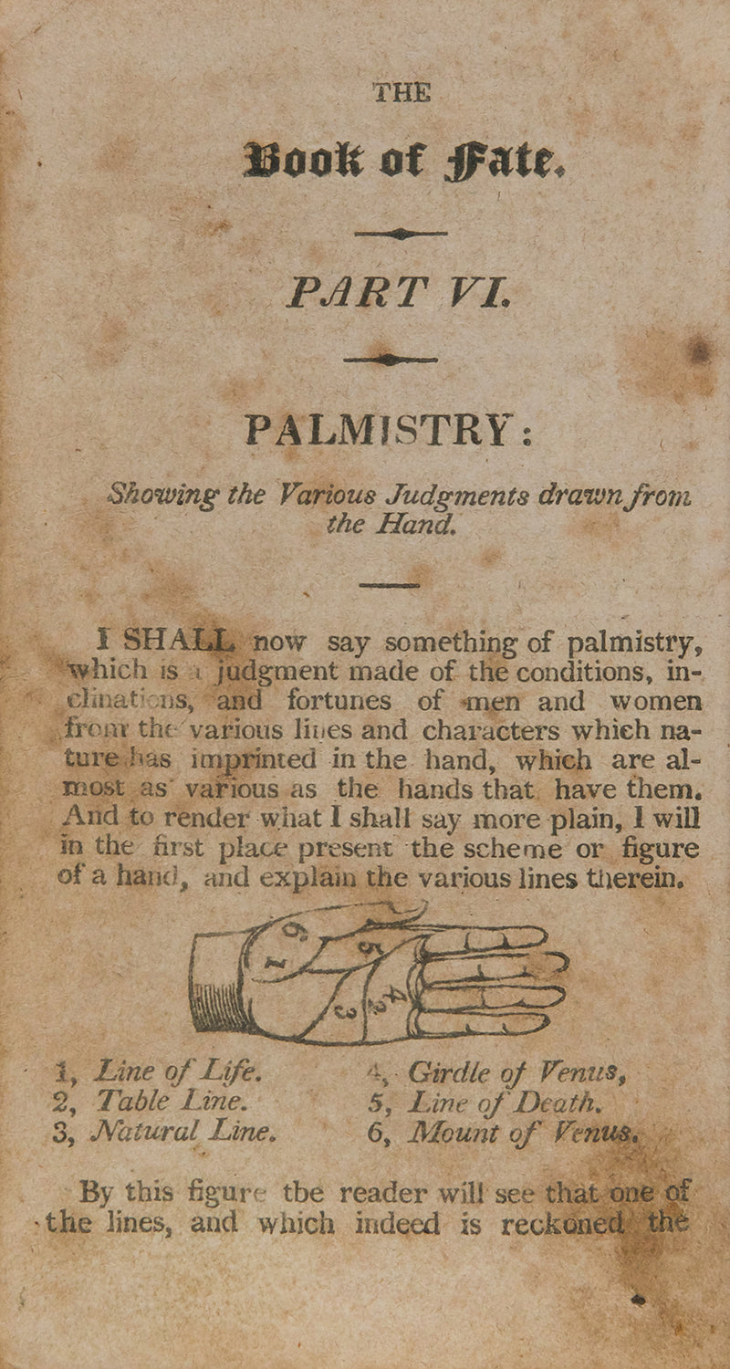 A rare Book of Fate on fortune-telling, printed in New York at the turn of the century, illustrated with woodcuts