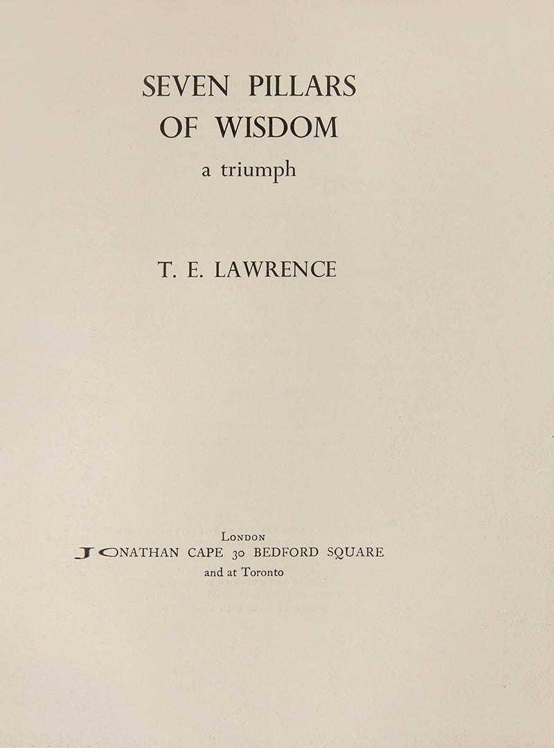 A handsome copy of T.E. Lawrence's classic memoir Seven Pillars of Wisdom