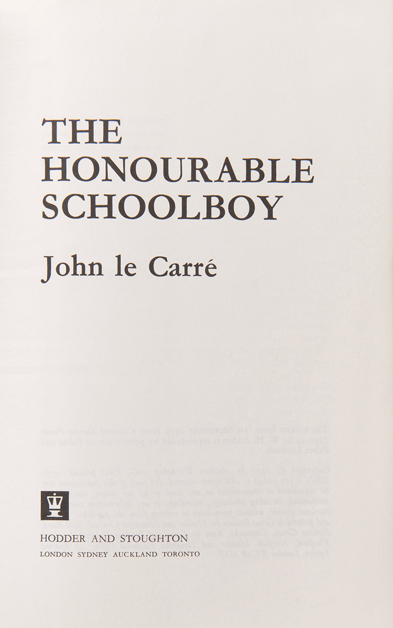 A superior set of the trilogy, Tinker Tailor, Honorable School boy and Smiley's People, by John Le Carré, housed in a custom made slip case, all first printings