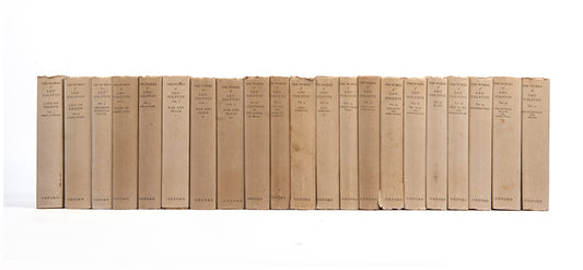 An impressive set, 21 volumes, complete works by Leo Tolstoy, translated by Aylmer and Louise Maude, featuring introductions by famous authors