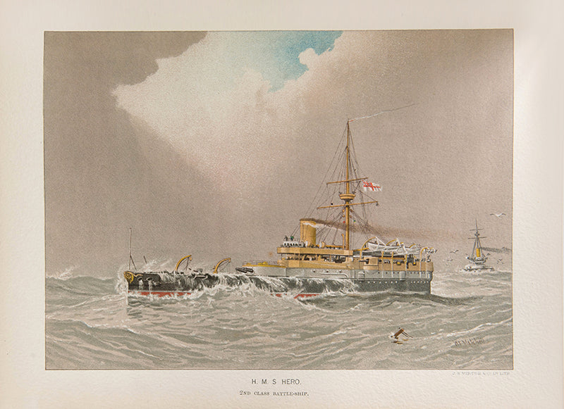 First edition of Charles Rathbone Low's Her Majesty's Navy, from from its origins under the auspices of the Tudor court to the close of the nineteenth century, including the Battle of Trafalgar with separate colour plates of HMS Victory and Lord Nelson.