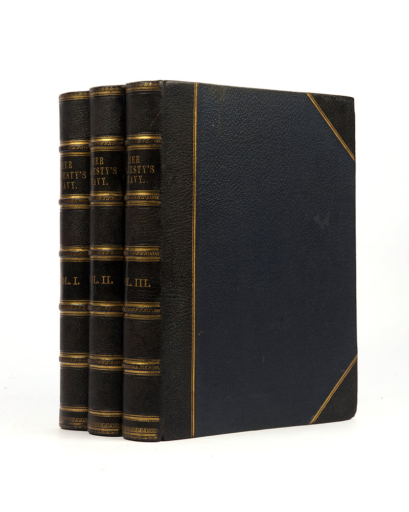 First edition of Charles Rathbone Low's Her Majesty's Navy, from from its origins under the auspices of the Tudor court to the close of the nineteenth century, including the Battle of Trafalgar with separate colour plates of HMS Victory and Lord Nelson.