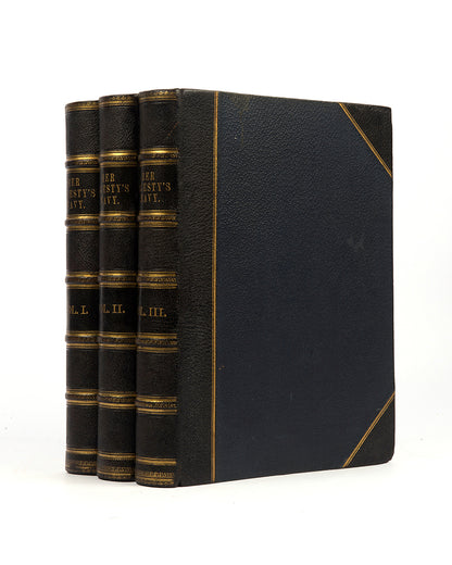 First edition of Charles Rathbone Low's Her Majesty's Navy, from from its origins under the auspices of the Tudor court to the close of the nineteenth century, including the Battle of Trafalgar with separate colour plates of HMS Victory and Lord Nelson.