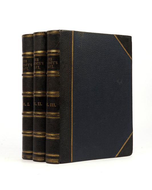 First edition of Charles Rathbone Low's Her Majesty's Navy, from from its origins under the auspices of the Tudor court to the close of the nineteenth century, including the Battle of Trafalgar with separate colour plates of HMS Victory and Lord Nelson.