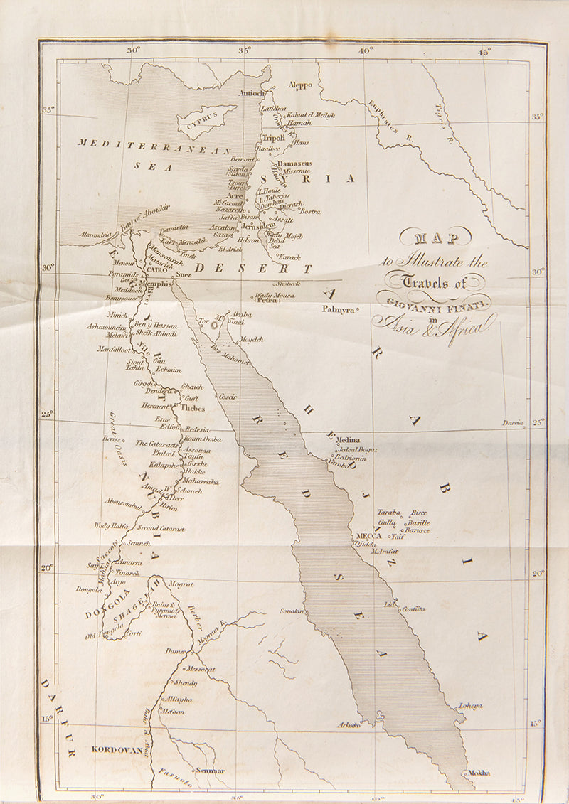 First edition of Narrative of the life and adventures of Giovanni Finati, a rare early account of Saudi Arabia and Mecca and Medinah during the Ottoman-Wahhabi war.