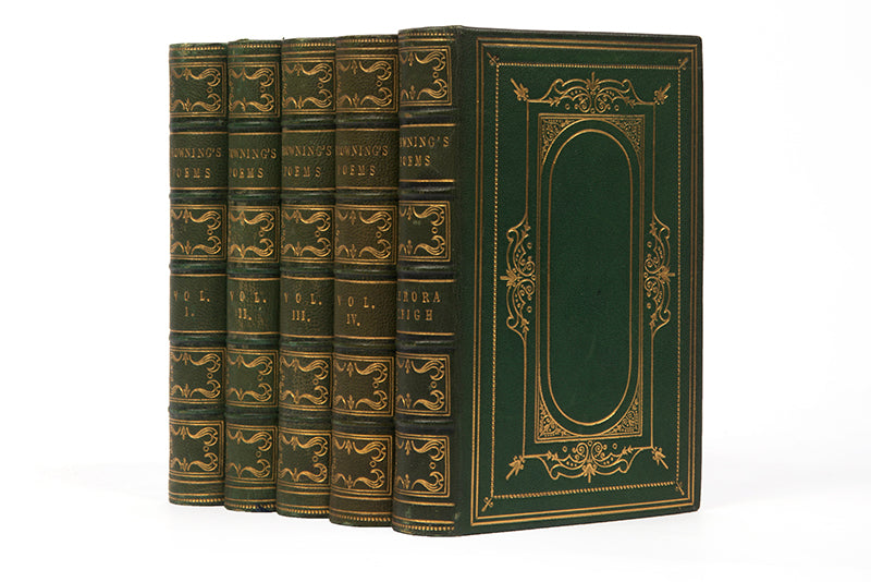 The seventh edition of Poetical Works and eighth edition of Aurora Leigh by Elizabeth Barrett Browning, finely bound