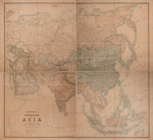 The 1869 issue of Stanford's Library Map of Asia, an informative and highly decorative map.