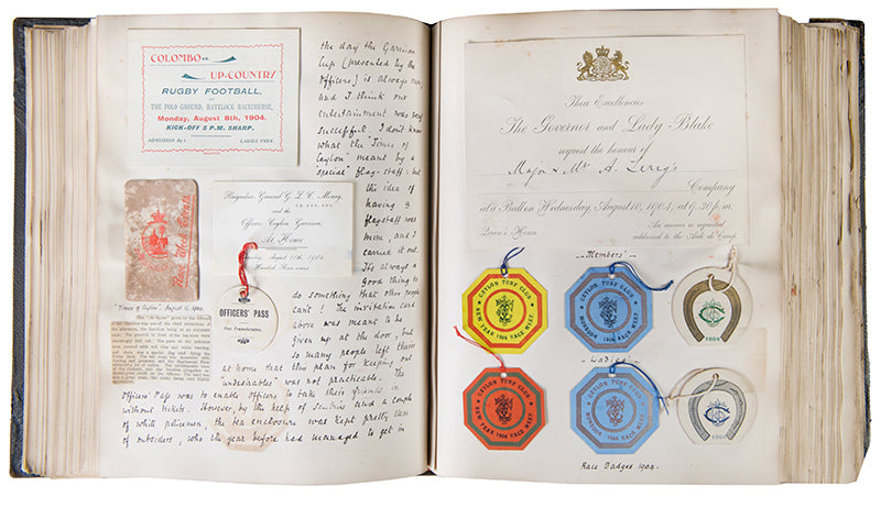 A vivid album of the colonial life of Astley Herbert Terry in Ceylon (Sri Lanka) at the turn of the century, with copious amounts of drawings, ephemera, letters, and photographs accompanying an exhaustive narrative of official life.