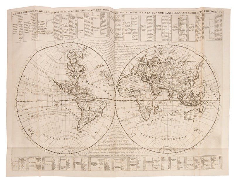First edition set of Henri Abraham Chatelain's Atlas Historique, with the celebrated 4-sheet map of the Americas showing the history of western exploration from Columbus to the seventeenth century.
