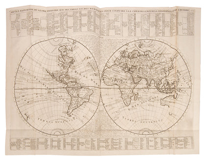 First edition set of Henri Abraham Chatelain's Atlas Historique, with the celebrated 4-sheet map of the Americas showing the history of western exploration from Columbus to the seventeenth century.