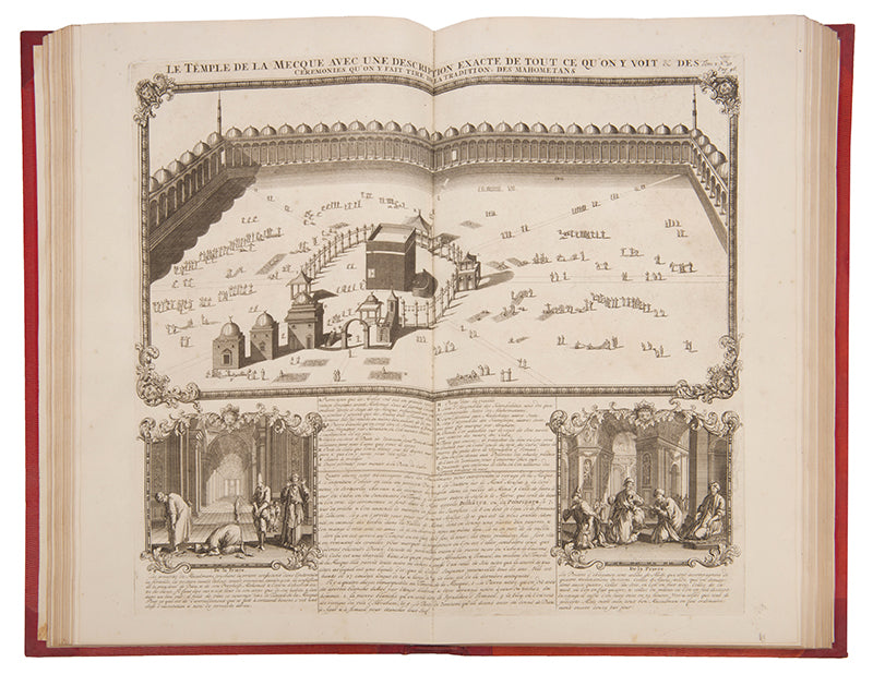 First edition set of Henri Abraham Chatelain's Atlas Historique, with the celebrated 4-sheet map of the Americas showing the history of western exploration from Columbus to the seventeenth century.