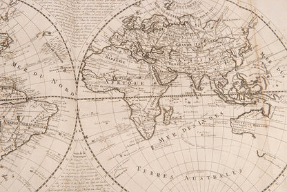 First edition set of Henri Abraham Chatelain's Atlas Historique, with the celebrated 4-sheet map of the Americas showing the history of western exploration from Columbus to the seventeenth century.