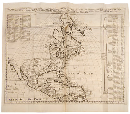 First edition set of Henri Abraham Chatelain's Atlas Historique, with the celebrated 4-sheet map of the Americas showing the history of western exploration from Columbus to the seventeenth century.
