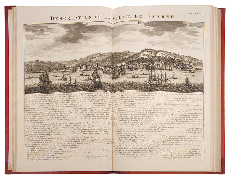 First edition set of Henri Abraham Chatelain's Atlas Historique, with the celebrated 4-sheet map of the Americas showing the history of western exploration from Columbus to the seventeenth century.