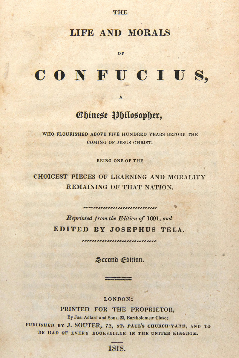 An early reprint edition of the first English-language translation of Confucius' Morals