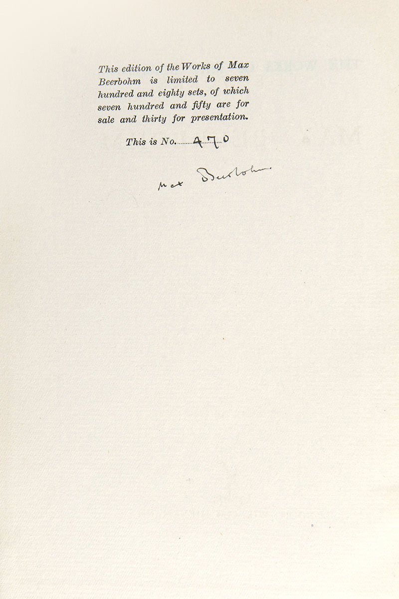 Signed limited edition of The Works of Max Beerbohm.