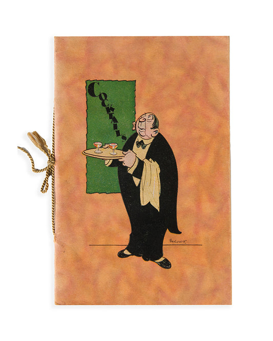 Exclusive Cocktails from the recipes of Usher's Hotel, 1933, illustrated by James Charles Bancks, with highly decorative illustrations emblematic of the late Art-Deco style.