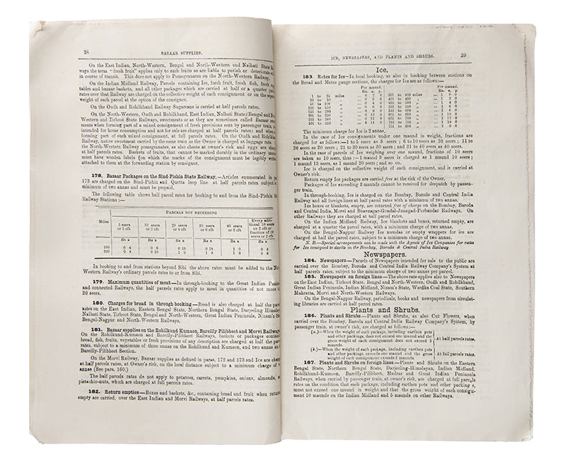 Rare and unrecorded quarterly information and fare guide for the Bombay, Baroda and Central India Railway (B.B.C.I.) and newly merged Rajputan-Malwa Railway from Bombay to Ferozepore, Delhi, Agra, Kanpur, Jodhpur, and Khandwa via Ajmer.