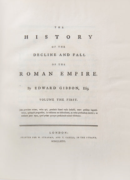 A complete set of the first edition of Edward Gibbon's History of the Decline and Fall of the Roman Empire