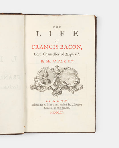 The first edition of David Mallet's biograph of the polymath and statesman Sir Francis Bacon