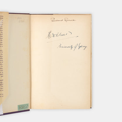 The first edition of Bertand Russell's work on the philosophy of language, An Inquiry into Meaning and Turth, signed by him in pen to thte front free endpaper
