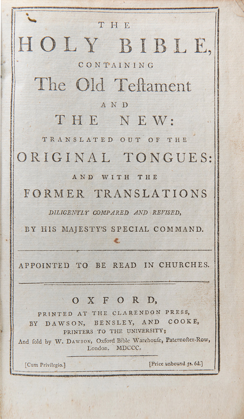 A handsome Oxford Bible according to the King James Version in contemporary panelled calf