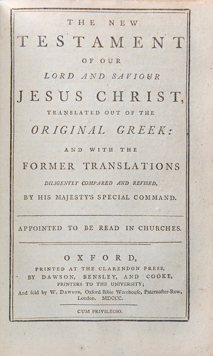 A handsome Oxford Bible according to the King James Version in contemporary panelled calf