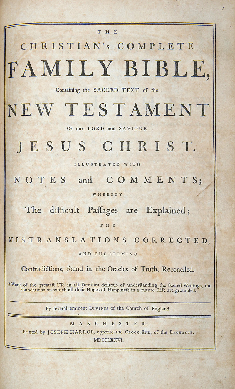 A large, illustrated family Bible from the third-quarter of the eighteenth-century.