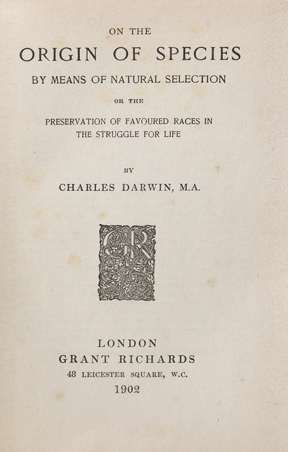 A pleasingly-bound example of Darwin's influential work which would become the foundation of modern evolutionary theory, The Origin of the Species