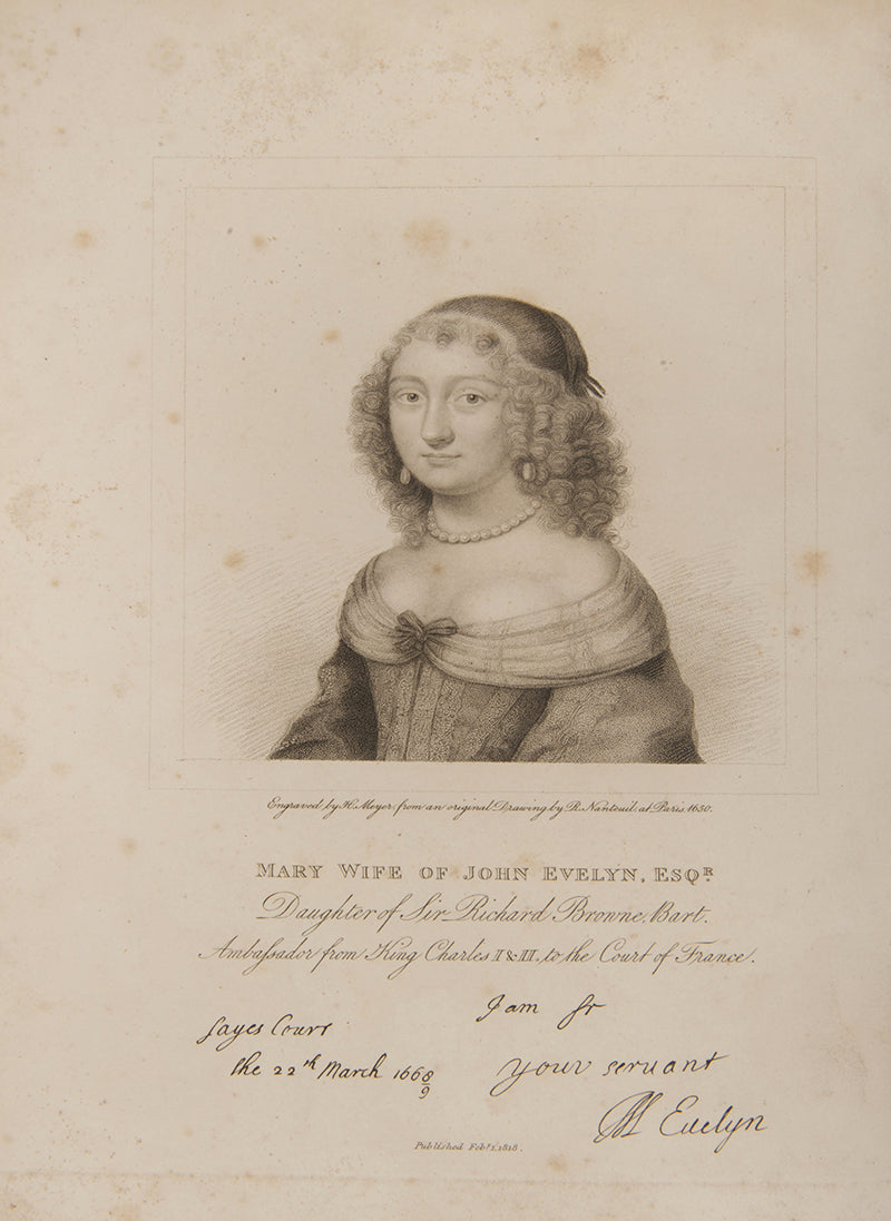 The second edition of John Evelyn's Memoirs. Ex libris of the celebrated Romantic poet, Samuel Rogers.