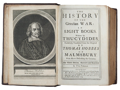 The third and final edition of Hobbes' translation of Thucydides history of the Peloponnesian War, illustrated with engraved plates and folding maps