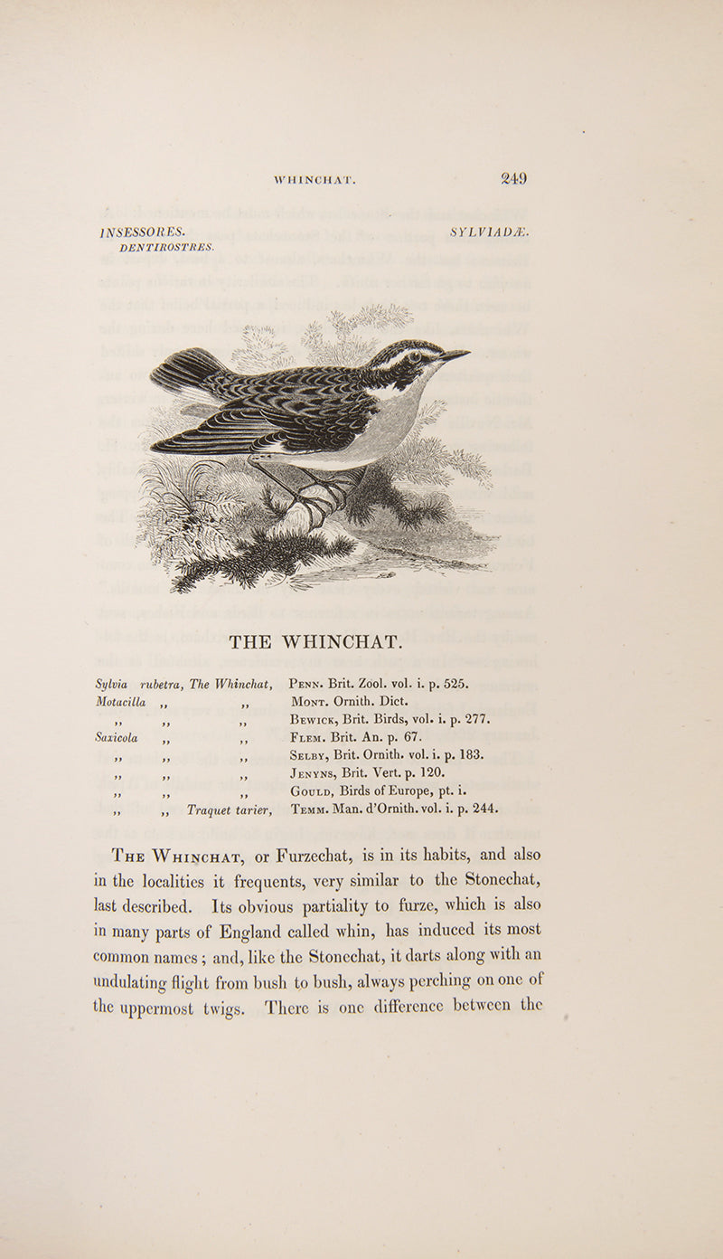 The first edition of the classic illustrated ornithology book A History of British Birds by William Yarrell, published in 1843.