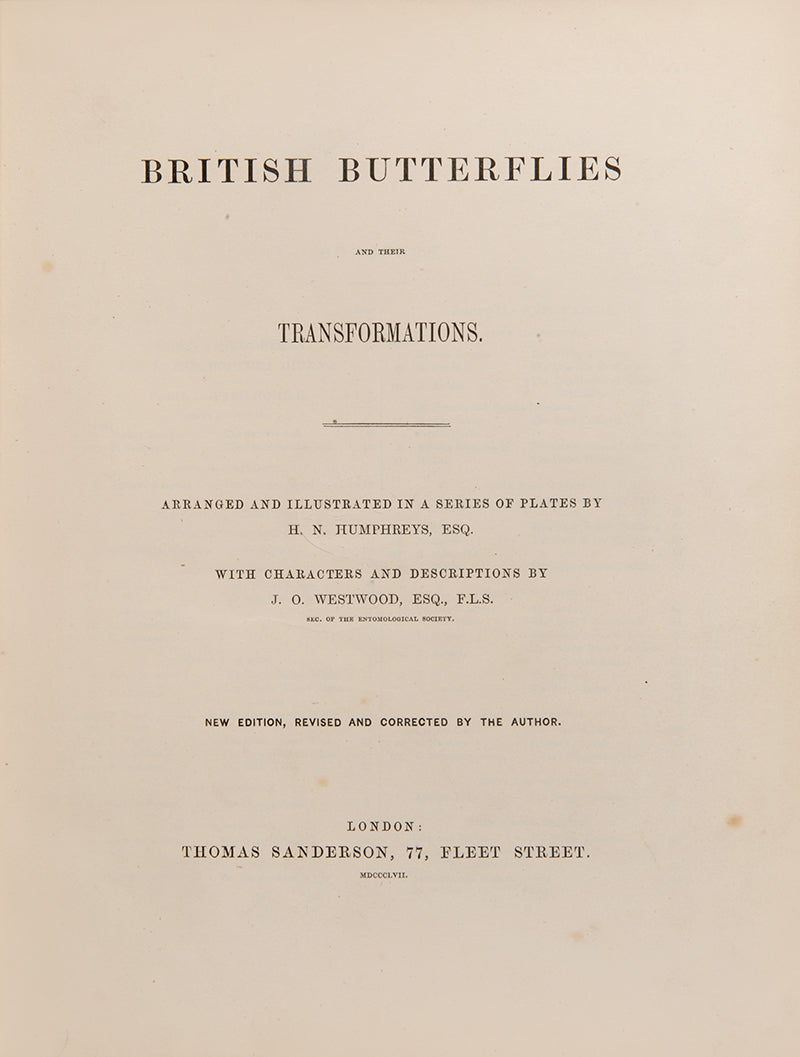 A handsomely bound set of John Obadiah Westwood's British Butterflies and British Moths, the classic colour-plate work on the subject.