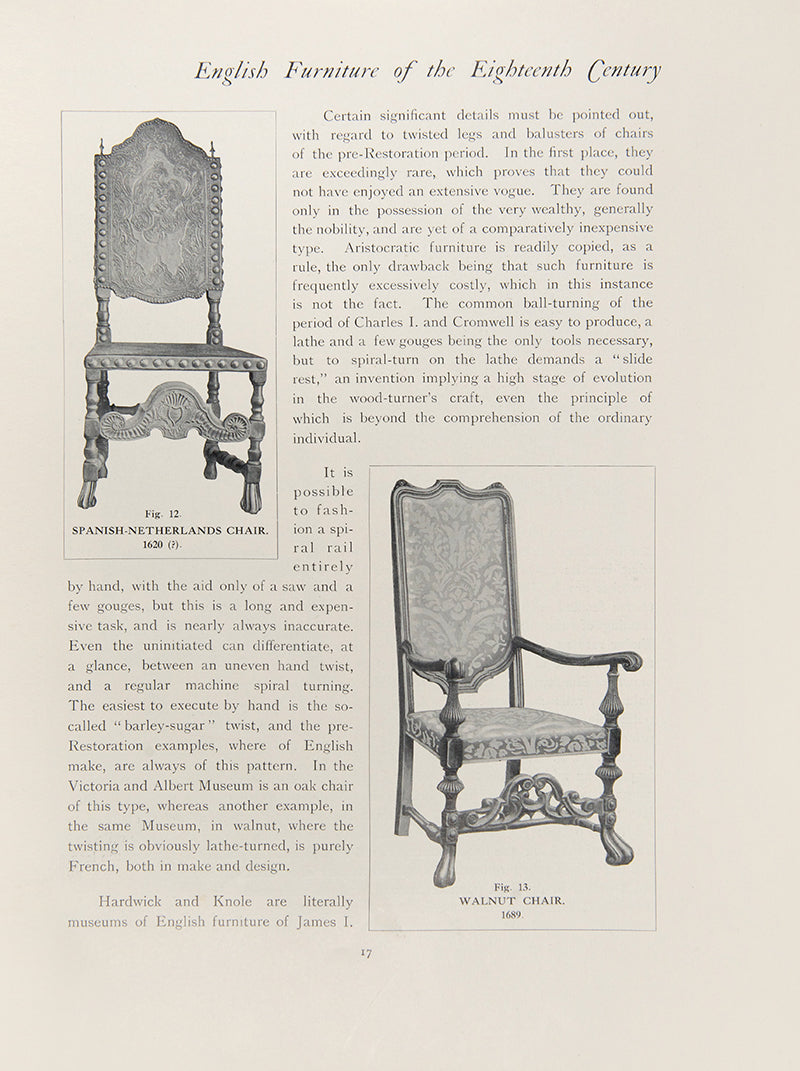 A very good set of Engllish furniture of the eighteenth century, by Herbert Cesckinsky, in three volumes, with several illustrations
