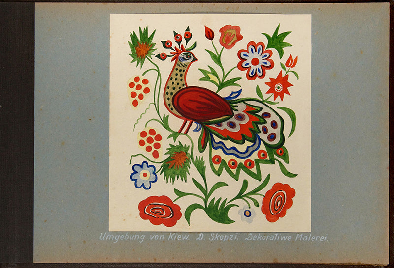 A unique and important album of 60 original watercolours of Petrykivka and embroidery designs from the 1920s.
