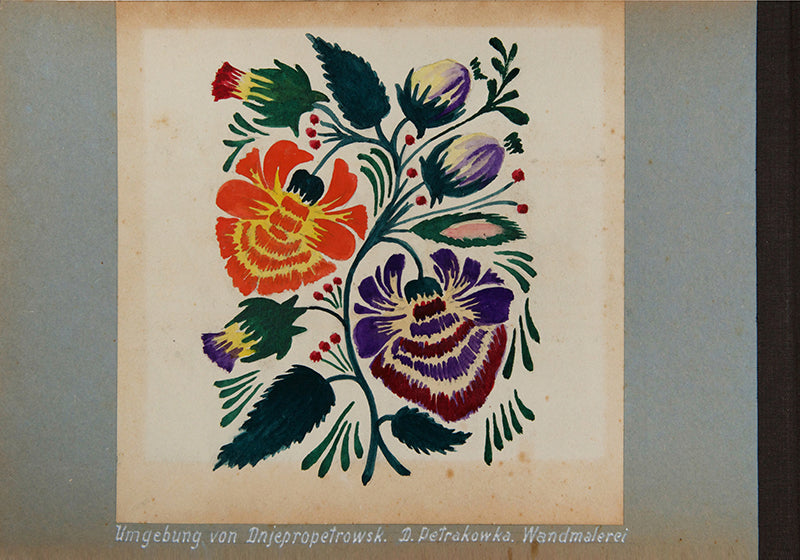 A unique and important album of 60 original watercolours of Petrykivka and embroidery designs from the 1920s.