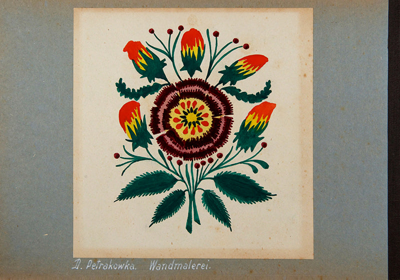 A unique and important album of 60 original watercolours of Petrykivka and embroidery designs from the 1920s.