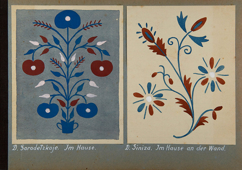 A unique and important album of 60 original watercolours of Petrykivka and embroidery designs from the 1920s.