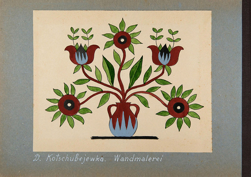 A unique and important album of 60 original watercolours of Petrykivka and embroidery designs from the 1920s.