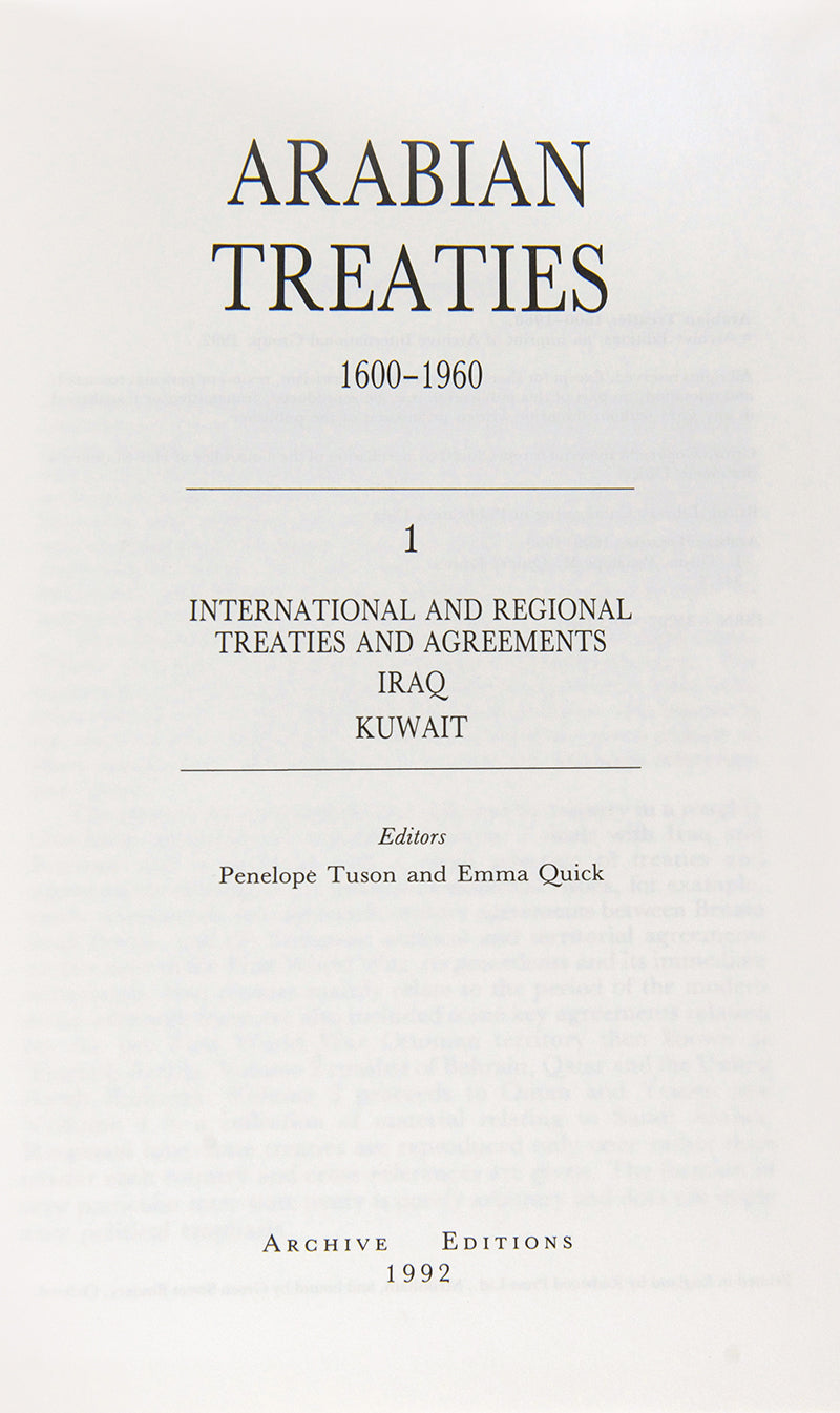 Extensive collection of international and governmental treaties of the Gulf states of Iraq, Kuwait, Bahrain, Qatar, the United Arab Emirates, Oman, Yemen, and Saudi Arabia.