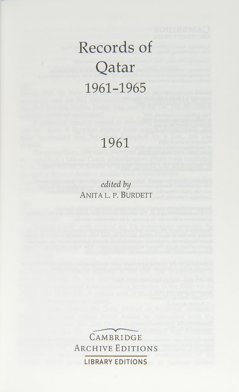 A very important collection of documents charting the the history of Qatar during the years 1961 to 1965.