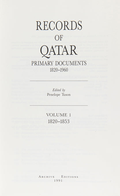 An unrivalled collection of material revealing the history of Qatar from 1820 to 1960, focussing on primary documents from Qatar's first maritime treaty with Britain in 1820 up to the abdication of Ali bin Abdullah in 1960.