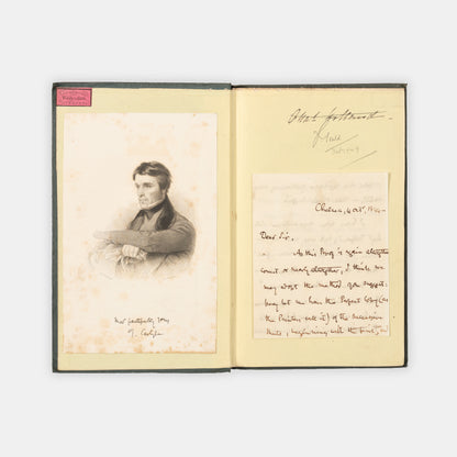 An excellent copy of Thomas Carlyle's essay on Chartism, with a tipped-in autograph letter and engraved protrait signed by him