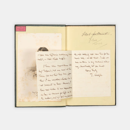 An excellent copy of Thomas Carlyle's essay on Chartism, with a tipped-in autograph letter and engraved protrait signed by him
