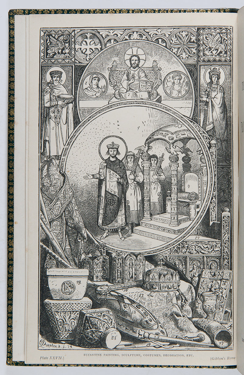 An excellent example of Gibbon's celebrated History of the Decline and Fall of the Roman Empire bound in green morocco by J. Low for The Law Society