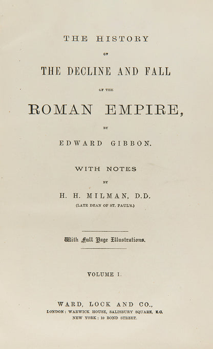 An excellent example of Gibbon's celebrated History of the Decline and Fall of the Roman Empire bound in green morocco by J. Low for The Law Society