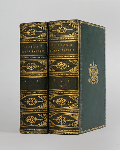 An excellent example of Gibbon's celebrated History of the Decline and Fall of the Roman Empire bound in green morocco by J. Low for The Law Society