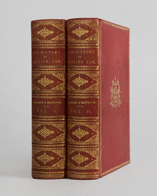 An excellent example of this seminal History of English Law by Pollock and Maitland, in a red morocco prize-binding for The Law Society