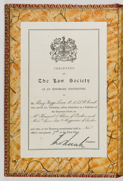An excellent example of this seminal History of English Law by Pollock and Maitland, in a red morocco prize-binding for The Law Society